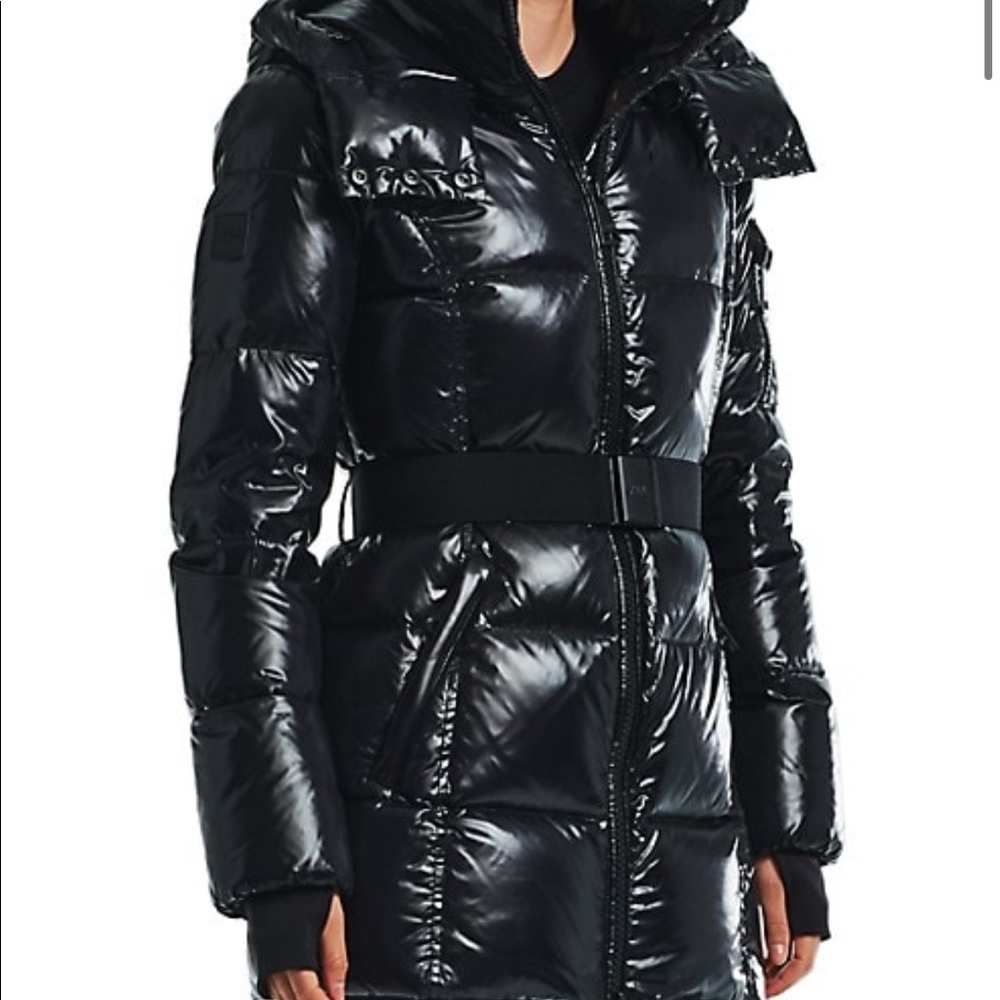 SAM Soho Belted Nylon Down Mid-Length Jacket